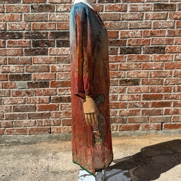 Sheer vintage Y2K paisley swimsuit coverup dress w/rhinestones / M / EUC - Picture 4 of 10